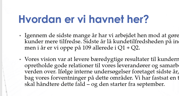 Brug ikke så meget tekst, eksempel