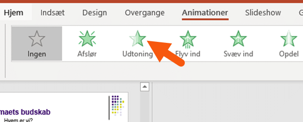 Animationer i powerpoint præsentation