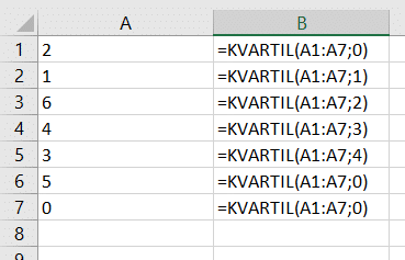billede 1 – formler Formlen KVARTIL i et datasæt