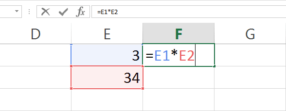 Billede 1 Eksempel på at gange i Microsoft Excel