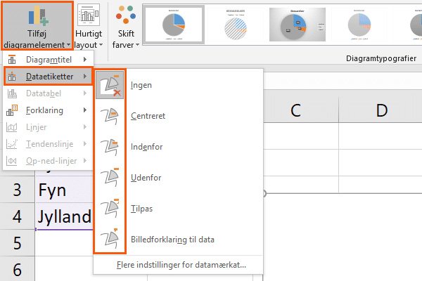 Excel tilføj data etiketter til diagram