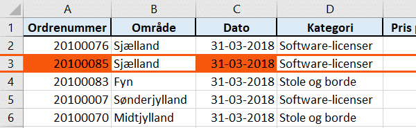 Tabuleret data Excel pivottabel tabuleret data