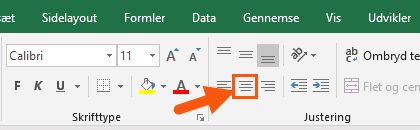 Excel centreret justering Centrering af overskrifter i tabel