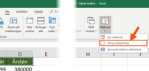Excel stop makro indspilning Excel stop makro indspilning
