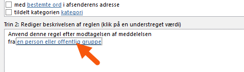 Outlook vælg person eller gruppe til videresendelse via regel