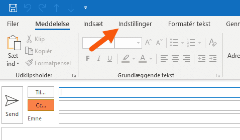 Ny email Outlook indstillinger Outlook ny email indstillinger bcc og cc