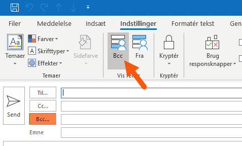 Outlook vis BCC felt Outlook slå bcc felt til