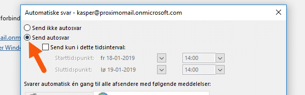 Outlook vælg send autosvar tidsinterval Outlook vælg send autosvar tidsinterval