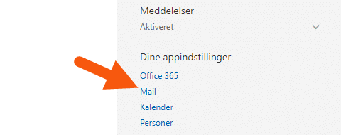 Outlook online mail app indstillinger