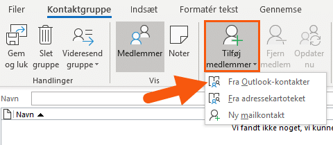 Outlook tilføj medlemmer til kontaktgruppe Outlook tilføj medlemmer til kontaktgruppe