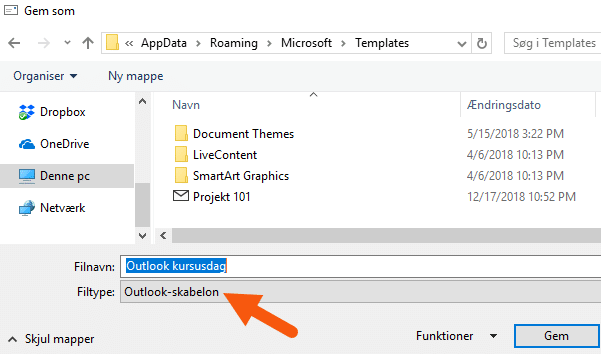 Outlook gem som outlook-skabelon Outlook gem som outlook-skabelon