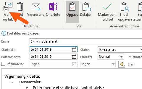 Outlook skriv detaljer til ny opgave Outlook skriv detaljer til ny opgave