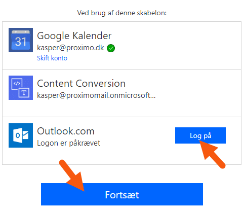 Forbind konti med Microsoft Flow Forbind konti med Microsoft Flow