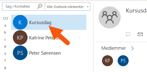 Outlook se kontaktgruppe under kontakter Outlook se kontaktgruppe under kontakter
