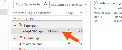 Outlook dobbeltklik på opgave Outlook dobbeltklik på opgave