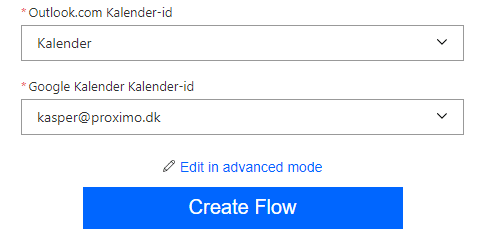 Microsoft Flow Outlook Google mail synkronisering vælg kalendere Microsoft Flow Outlook Google mail synkronisering vælg kalendere