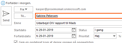 Outlook tildel opgave og send Outlook tildel opgave og send