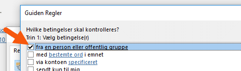 Outlook regler vælg person eller gruppe