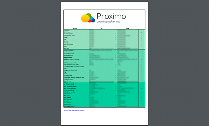 Preview af PDF i Genvejstaster i Excel