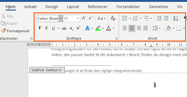 Brug formatering ved sidetal Brug formatering ved sidetal