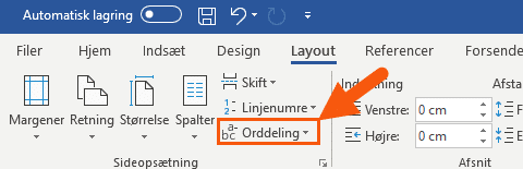 Orddeling fra layout fanen Word Orddeling fra layout fanen Word