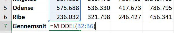 MIDDEL funktion til at finde gennemsnit excel MIDDEL funktion til at finde gennemsnit excel