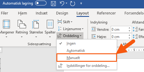 Word manuel orddeling Word manuel orddeling