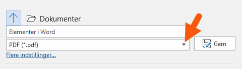 Word vælg PDF format