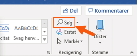 søg i hjem-fanen word søg i hjem-fanen word