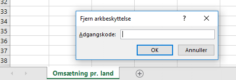 Fjern arkbeskyttelse med adgangskode