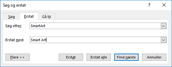 Eksempel på søg og erstat Eksempel på søg og erstat