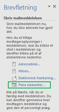 Flere elementer i brevfletning