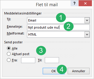 Flet til mail