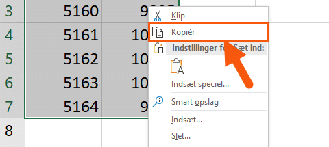 Kopier markering til transponering
