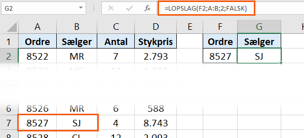 Excel lopslag formel