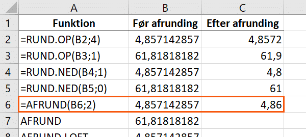 Excel almindelig afrunding Excel almindelig afrunding