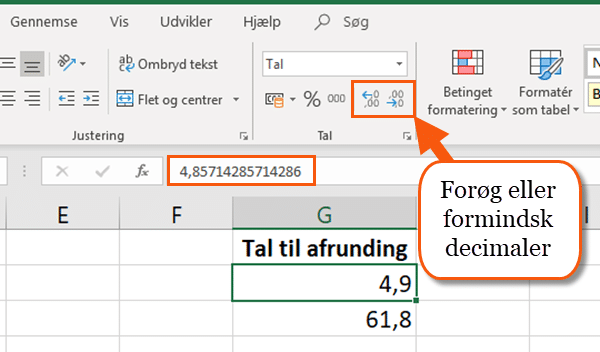 Forøg formindsk decimaler Forøg formindsk decimaler