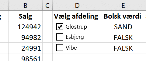 Resultat af cellekædning med afkrydsningsfelt