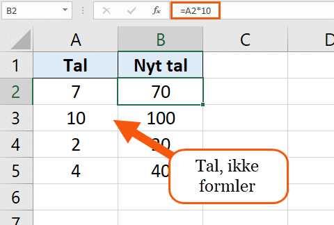 Formel til at gange konstant på tal