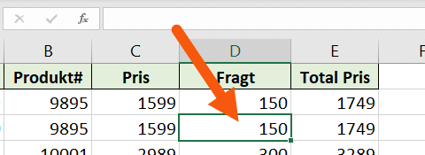 Eksempel ingen formel i formellinje Eksempel ingen formel i formellinje