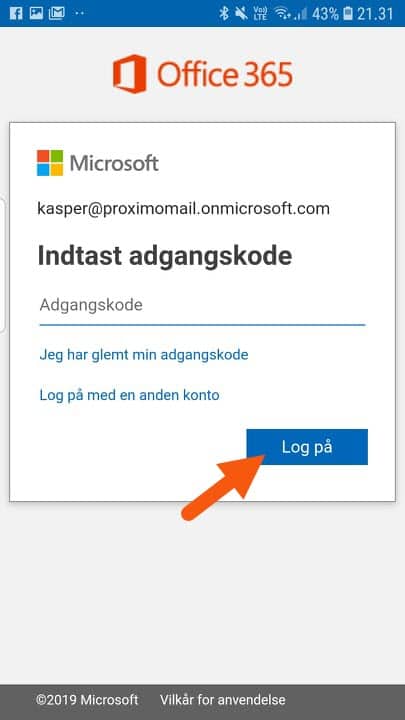 Indtast adgangskode Indtast adgangskode
