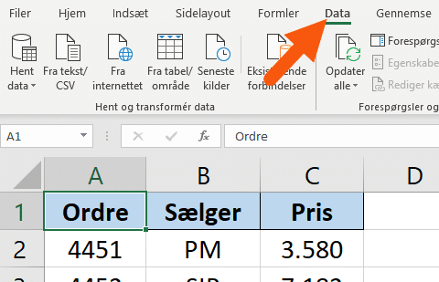 Gå til data fane Gå til data fane