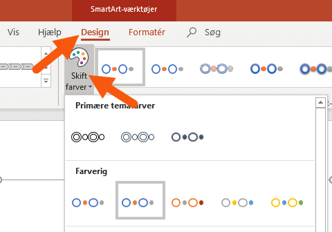 Skift farvetema på tidslinje