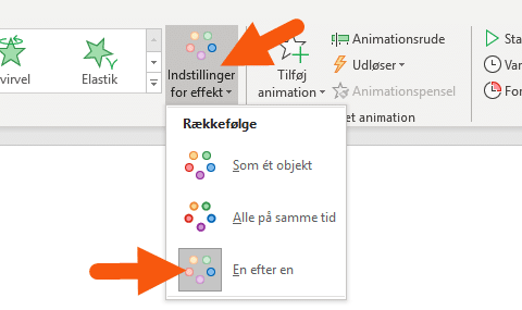 Indstillinger for animationseffekt