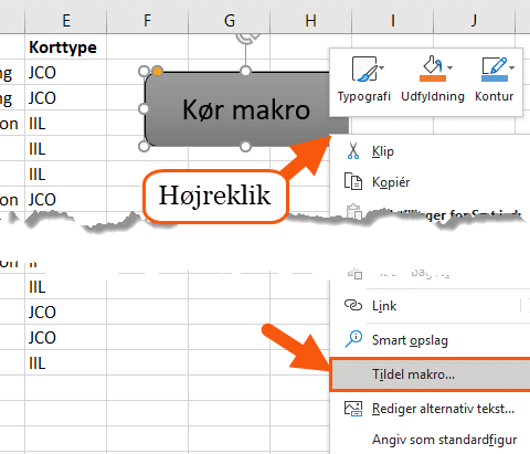Tildel makro til knap Tildel makro til knap