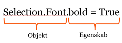 Selection font bold opdeling i objects og property Selection font bold opdeling i objects og property