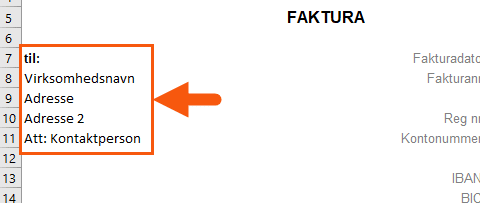 Kundens oplysninger på faktura