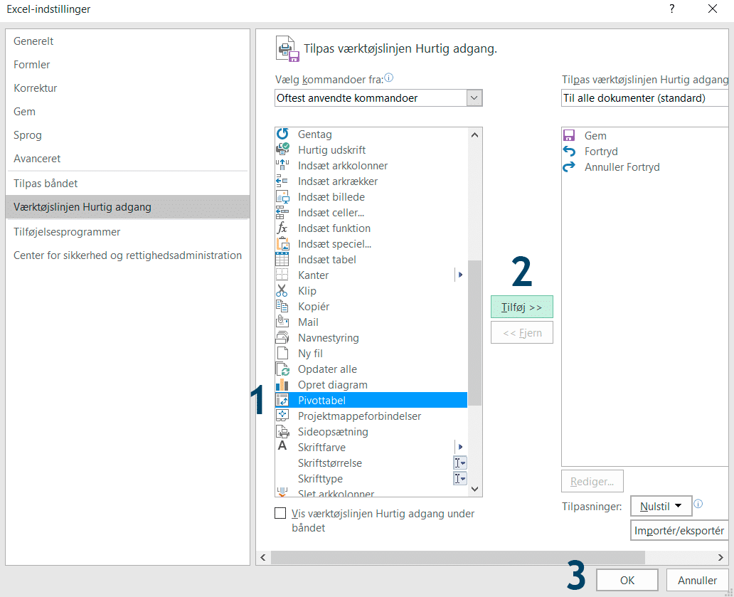 Eksempel på brug af rulleliste