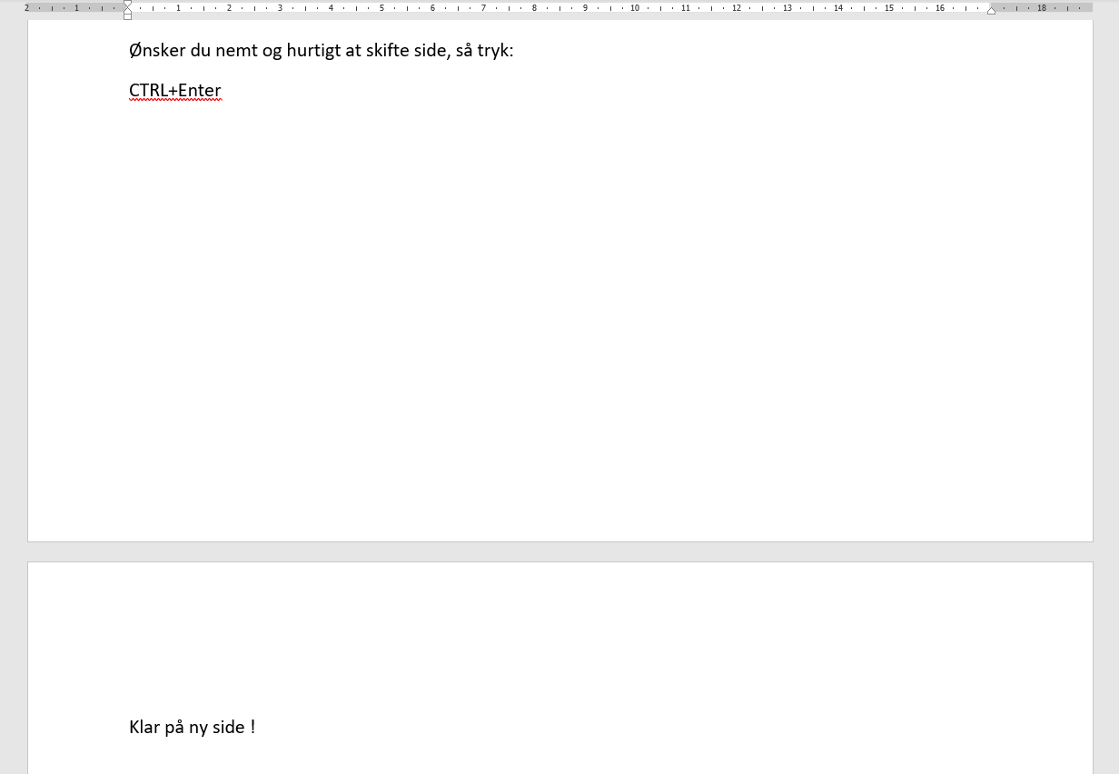 Eksempel på sideskift