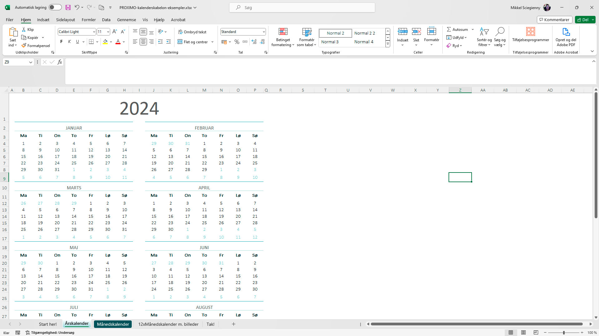 Download Excel kalender